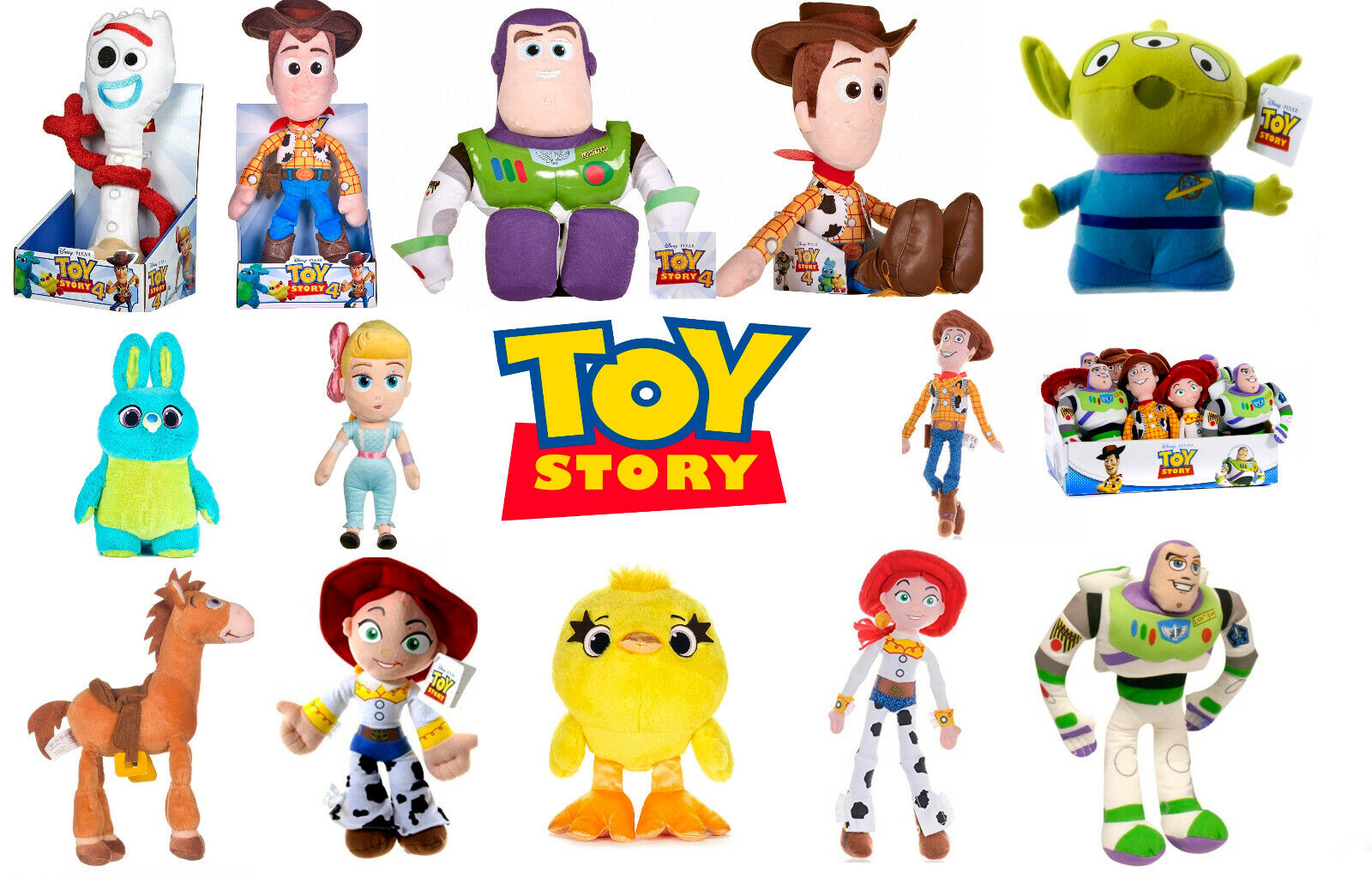 Disney Toy Story 4 Woody (with Forky), Buzz, Jessie, Bullseye & Rex  Exclusive 5-Figure Bath Set