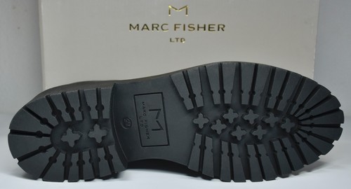 MARC FISHER NUEVO EN CAJA $249 NAIRY CON CORDONES SUELA DE OVEJA SUELA DE CUERO NEGRO BOTAS. 9M - Imagen 10 de 12