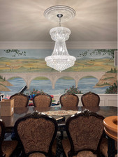 Crystal Chandelier Light Fixture Chrome Foyer Dining Living Room or Kitchen 32