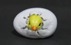 Vintage Victorian Antique Milk Glass Easter Chick Hatching From Egg