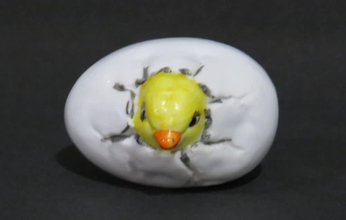 Vintage Victorian Antique Milk Glass Easter Chick Hatching From Egg