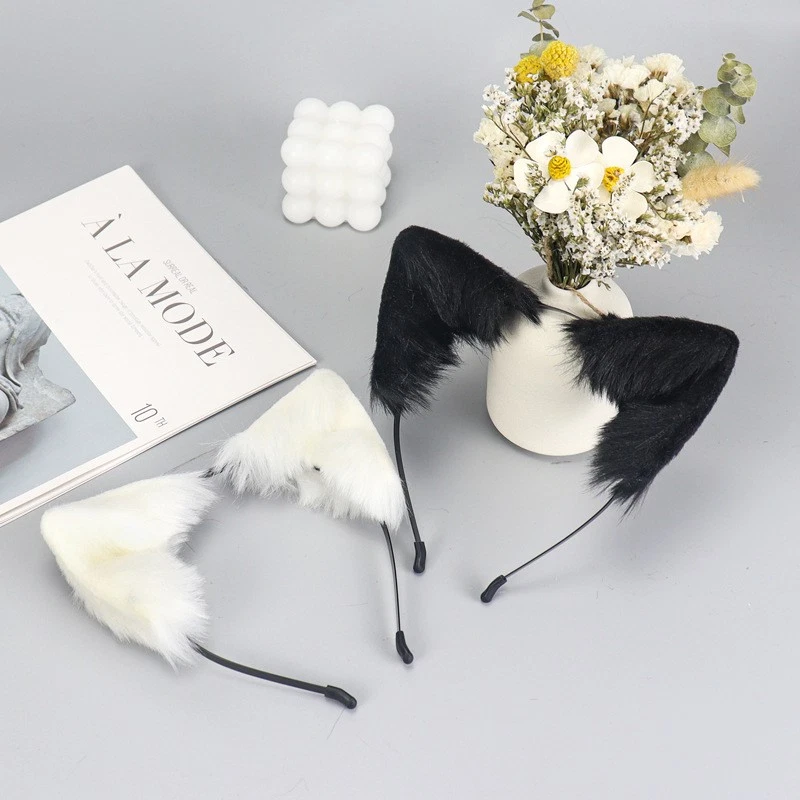 Diadema realista oreja de gato zorro piel sintética ajustable disfraz accesorio Foto 4 de 4