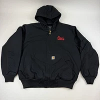 Carhartt Duck Mens XL Active Jacket Quilt Lined J140 Loose Fit Hooded Black