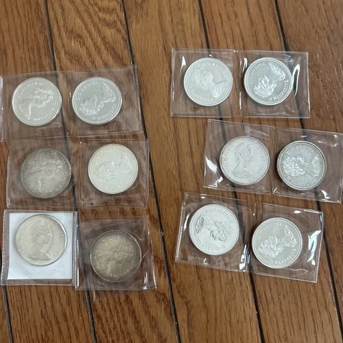 Canadian Silver Dollar 80% Fine Silver Coin Lot Of 12