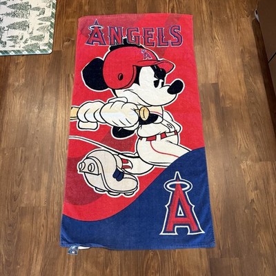 Vintage 00s Disney Major League Baseball Mickey Mouse Aneheim Angels Beach Towel