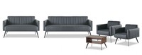 Arbeitszimmer-Set 5Tlg Schwarz 3-Sitzer 2-Sitzer 2X Sessel Couchtisch