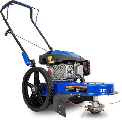 Walk Behind String Trimmer, 170cc 4-Cycle Gas Brush Hog Mower, 22 Inch Cutting 
