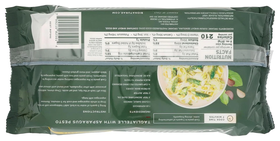 Organic Traditional Egg Tagliatelle Pasta - Durum Wheat Semolina, Kosher, 7G Pro - Image 4 of 4
