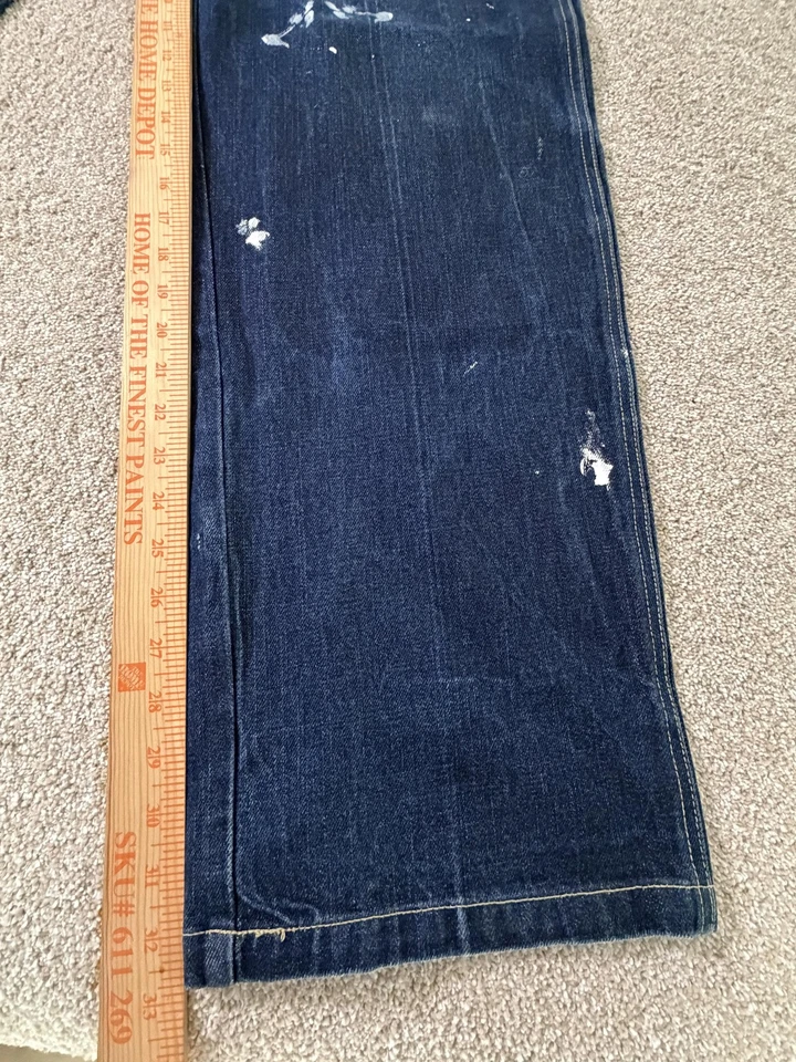 Jeans Reverb para Hombres 34x34 Azul Calce Suelto Pintura Salpicaduras Denim Envejecido Y2K Foto 4 de 4