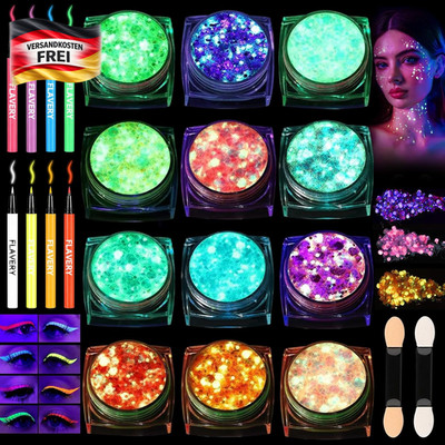 Festival Glitzer Set mit Eyeliner für Gesicht Körper Party Karneval