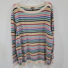 Talbots Womens Sweater Size 3X Striped Colorful Lambswool Blend Soft Cozy