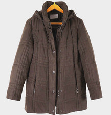Giacca Donna Invernale Cappotto Casual Marrone Grigio L Large Calda Ottima
