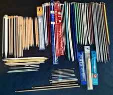 87 Pc Mixed Lot Knitting Needles, Crochet Hooks, Susan Bates Takumi Clover Boye