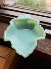 Vintage Fire King Jadeite Glass Maple Leaf Candy Dish Spoon Rest Made USA