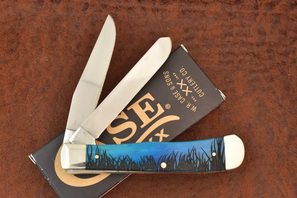 CUCHILLO TRAMPERO DE HUESOS CASE XX EE. UU. PESCA DE LUBINA LISO AZUL CARIBE 6254 SS BONITO Foto 4 de 4