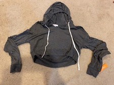 NWT Colsie XS Extra Small Cropped Gray Sweatshirt Hoodie Tie Loungewear