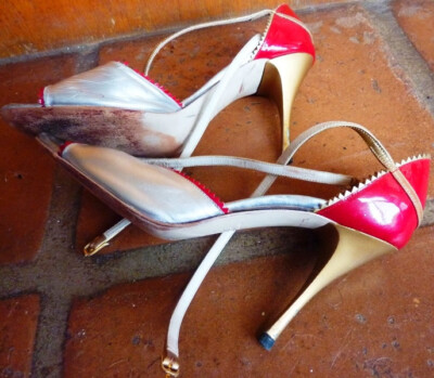 Ballroom Latin Dance Shoes Silver, Red,Argentin Tango Salsa Heeled Comme Il  Faut