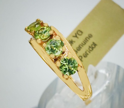 GENUINE 1.52 Cts PERIDOT HALF ETERNITY RING 10K SOLID GOLD - Free Appraisal - Picture 8 of 9