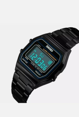 Retro Classic Uhr Schwarz Unisex Digital Stahl Armband Uhr - A2168A - SKMEI NEU