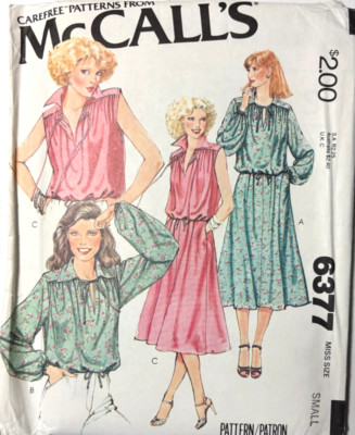 Women's Dress Blouse Sewing Pattern Size Small McCall's 6377 Vtg Uncut New