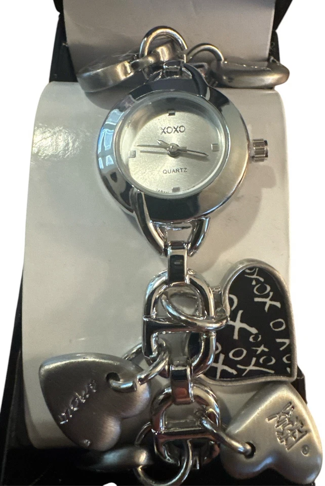 XOXO Silver-Tone Watch – Heart Charm Bracelet – Women’s – NEW / Box Wear - Image 2 of 4