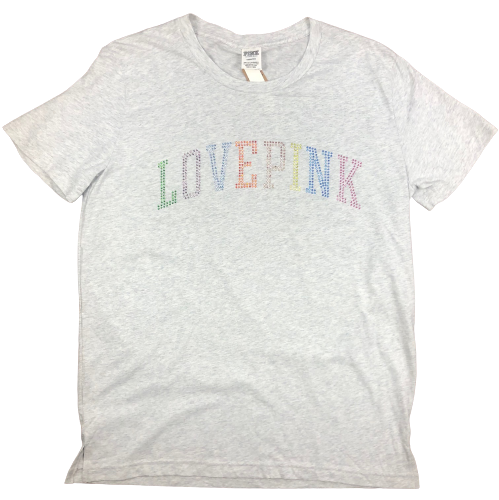 UNDERCOVER MAGLIETTA GIROCOLLO A MANICHE CORTE VICTORIAS SECRET ROSA CAMPUS STRASS BLING M L
