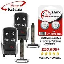 2 Remote Keyless Entry Fob Replacement Uncut Key Blade For Ram 5b RS (GQ4-76T)