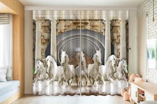 3D Animal White Horse ZHUA4082 Photo Curtain Window Blockout Fabric Amy 2023