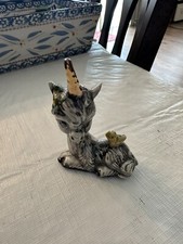 Iridescent Gold Horn Ceramic Unicorn Figurine