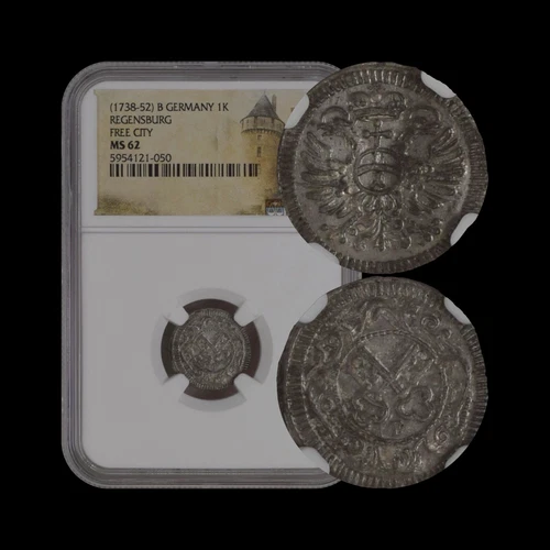 GERMANY. c.1738, Kreuzer, Silver - NGC MS62 - Regensburg, Rare