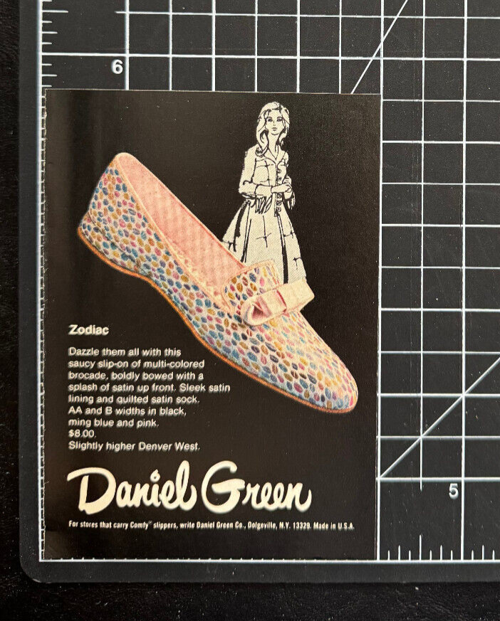 Daniel Green Zodiac Women's Shoes Dazzle Saucy Bow Color Vintage Print Ad 1971