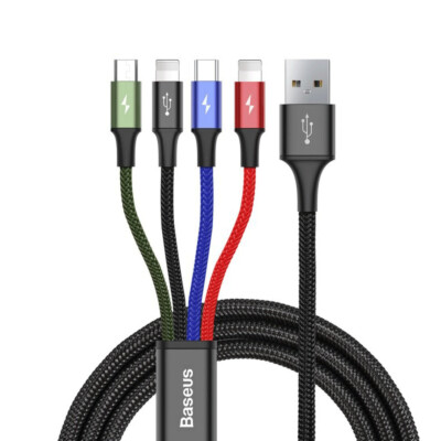 Baseus 4 IN 1 USB Ladekabel Micro USB C Type C 3,0A Schnelllade Kabel Universal