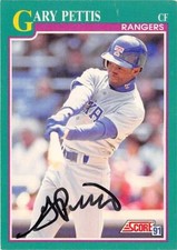 Gary Pettis autographed baseball card (Texas Rangers) 1991 Score #182