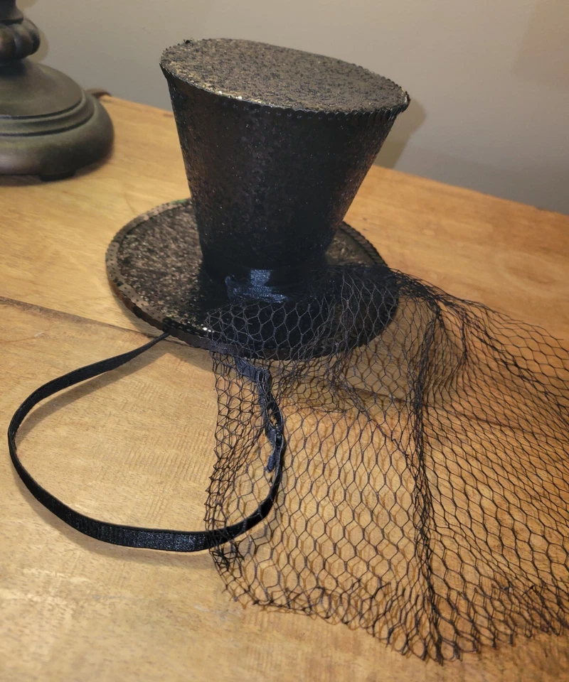Damas Mini Brillo Top Sombrero Malla Velo Burlesque Gótico Steampunk Mago  Foto 3 de 4