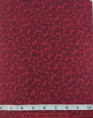 Vintage 2000 Kona Bay Fabrics BTY Cotton Quilt Sew Craft Red/Black Ginkgo Print