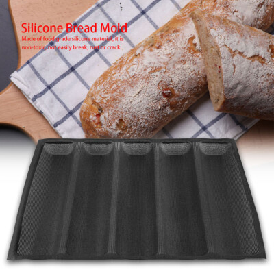 French Baguette Pan Non-Stick Bread Baking Loaves Mold Cooking Silicone  Tray New UK