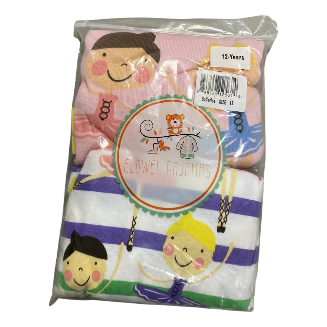 Elowel Ballerina Matching Girl Doll 2 Piece Pajamas 100 Cotton