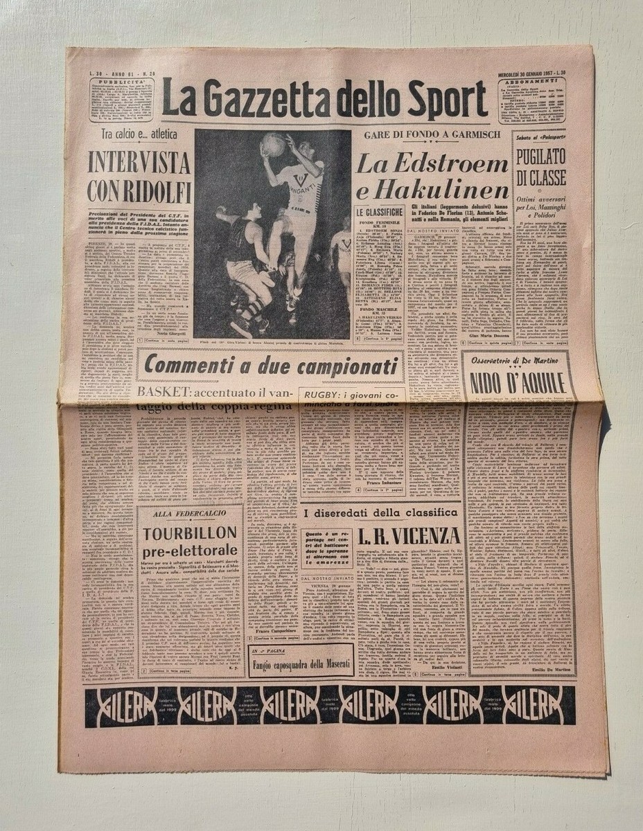 Zeitschrift Dello Sport 25 März 1957 Maserati 4500 12