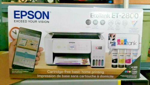 Brand New white Epson ECOTANK ET-2800 WiFi Color Printer FREE S&H