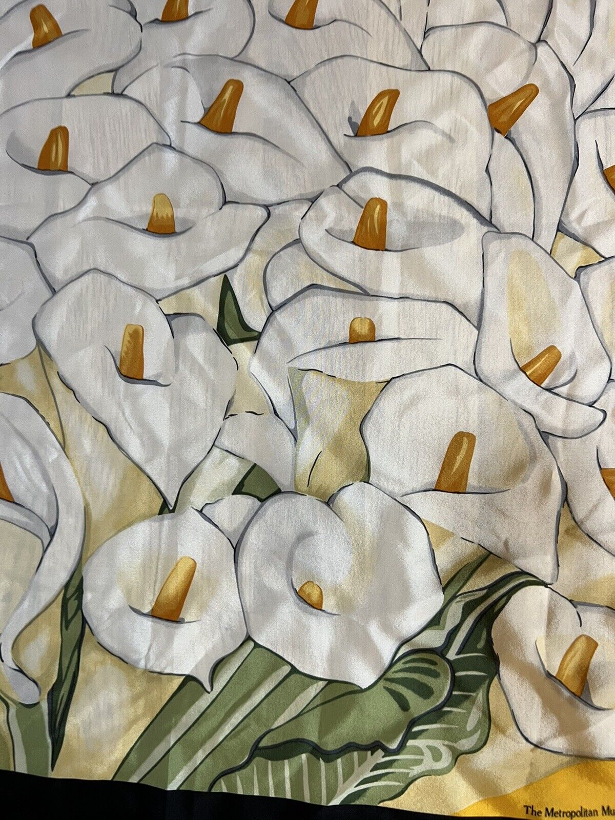 Vintage 100% Silk Scarf Floral Calla Lillies Metr… - image 3