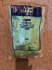 12 Pair of Ansell Gloves Green Rubber Flocklined 12" Length 22mil. Size 7