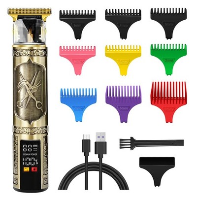 Professional Hair Clippers with LCD Display, Electric T Blade Hair Trimmer wi...
