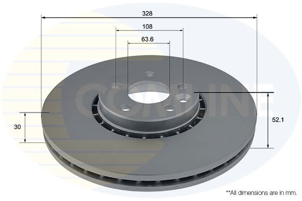 Brake Disc Front Internally Vented Coated Fits Volvo XC60 COMLINE ADC1916V