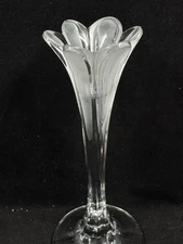 Cristal D'Arques Genuine Lead Crystal Candlestick Frosted Satin Tulip Pair 8.5"