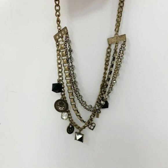 Cookie Lee 黄铜层金色分层小饰品项链 Goth Mobwife Whimsigoth — 第 4/4 张图片