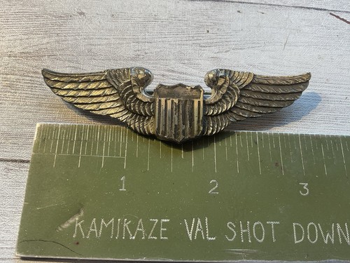 ORIGINAL WWII USAAF 3” LUXENBURG STERLING PILOT WINGS, PB, 1ST PATTERN