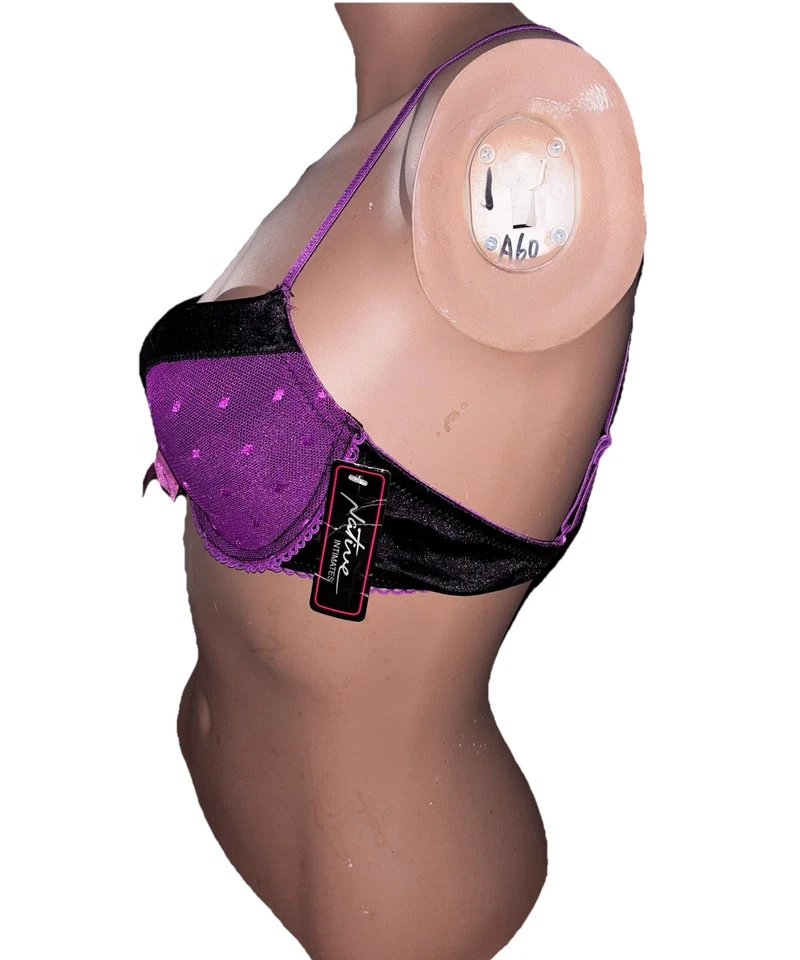 NUEVO CON ETIQUETAS - Sujetador Demi Native Intimates Forrado con Aros Lunares Púrpura/Negro Talla 34C Foto 2 de 4