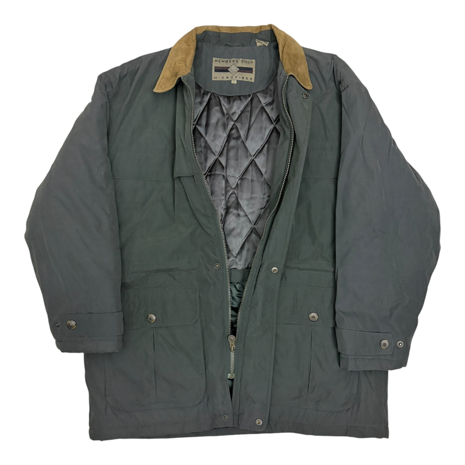 MEMBERS ONLY Winter Parka Coat Vintage Leather Trim Puffer Jacket Mens Large