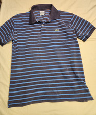 Lacoste Polo Shirt Men Size 6 Blue Striped Short Sleeve Golf Crocodile Logo