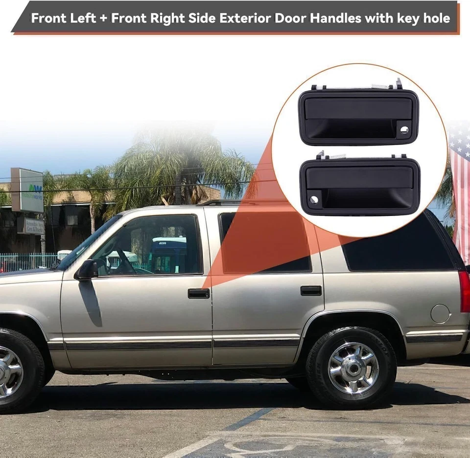 Nuevo juego de manijas de puerta metálicas exteriores delanteras para camionetas SUV 95-00 Chevrolet GMC C/K Foto 4 de 4